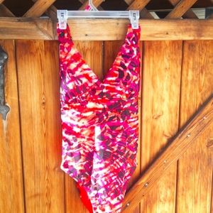 George Red and purple 1pc swimsuit